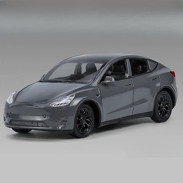 1/32 Tesla Model Y SUV Legetøjsbil Model Diecast Legering Metal Miniatur Lyd & Lys Træk Tilbage 1:32 Samling Gave Til Dreng Børn Grey