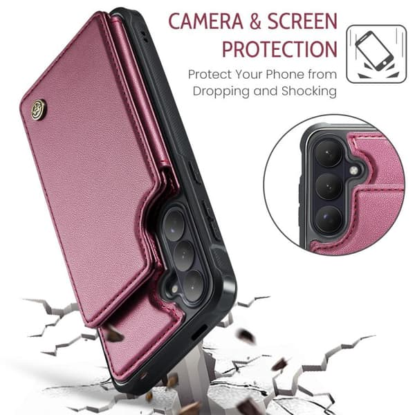 Samsung Galaxy S26 5G Case with Card Slot RFID Protection Röd