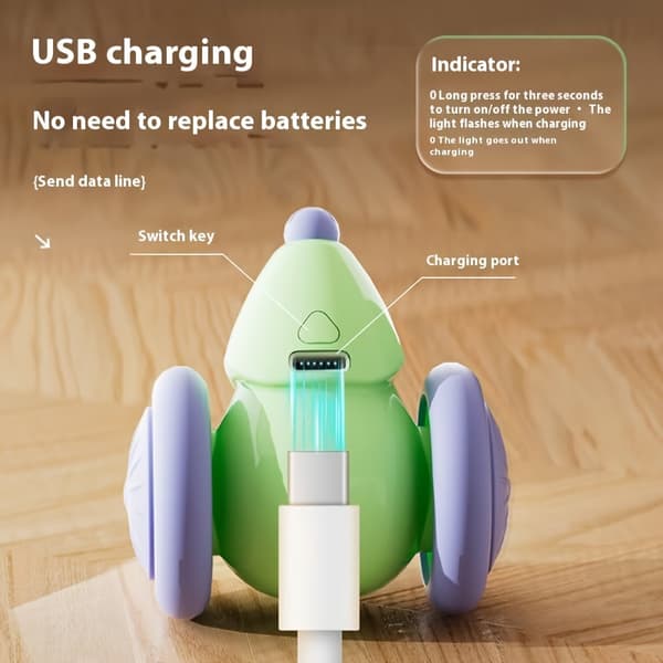 Elektrisk kattelegetøj med automatisk bevægelse, interaktiv smart mus til killinger Grön