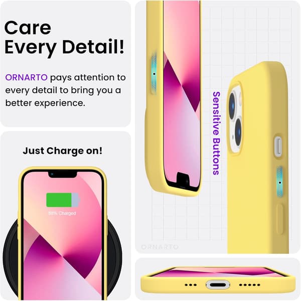 Flytande silikonfodral för iPhone 13 6.1\" - Slimmat skyddsfodral[ZHE] Lemon yellow