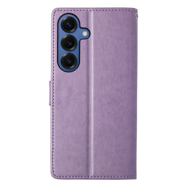 Samsung Galaxy S26 Plånboksfodral med Blommig Fjärilsdesign i Lila[ZHE]