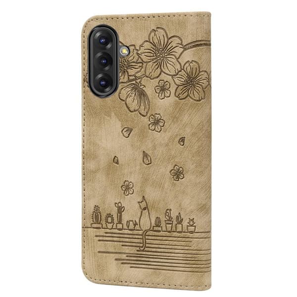 Sakura Kat Design Hard Case Kompatibel med Samsung Galaxy A56 / A36[ZHE] Brun