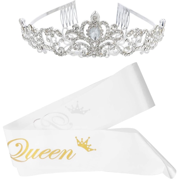 2st Prom Queen Sash And Tiara Set Strass Crystal Tiara Crown