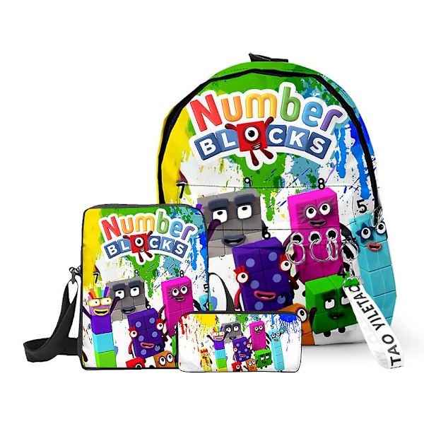 3D Peli Numeroblokit Koululaukku Reppu Numberblocks Ala- ja Yläasteen Oppilaille Pojat Tytöt Oxford Vedenkestävä Koululaukku 7