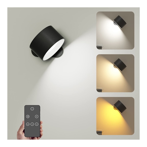 Indendørs væglampe, lampe med dæmpbar fjernbetjening, touch 3 lysstyrkeniveauer...
