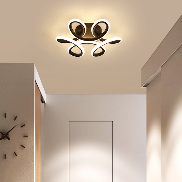 LED-kattolamppu, moderni kaareva muotoilu kattolamppu eteiseen, parvekkeelle, keittiöön, kylpyhuoneeseen, makuuhuoneeseen, 30W valkoinen valo (valkoinen