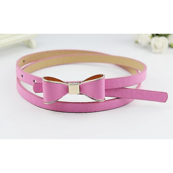 Mode Dambälte - Lyxigt Märke Färgglatt Rosettläderbälte, 12 Färger, 100cm - Rosa