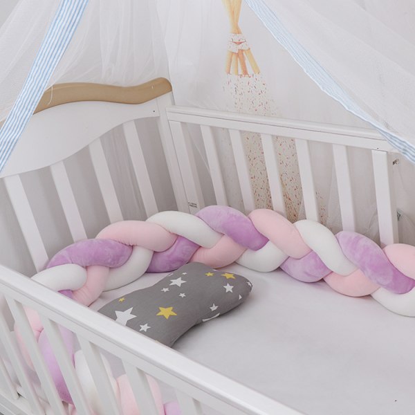 Baby Roterande Rak Säng, Sängskena Dekoration, Handgjord Trestängad Fläta Vit Rosa Lila Vit Rosa Lila Vit Rosa Lila White Pink Purple 1 meter