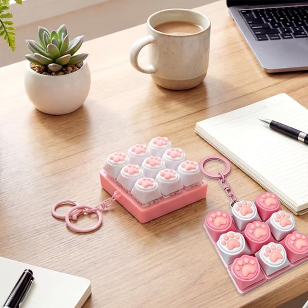 Tangentbordsfidgetleksak 2-pack 9 silikonknappar med kattassar, sensorisk stresslindring 6x6x3cm