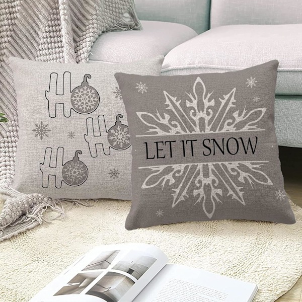 4 st gråa julkuddfodral, julkuddfodral Cushio