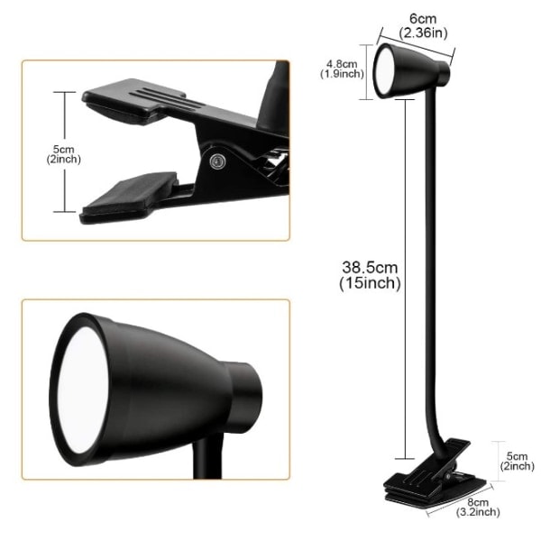 Dimbar LED leselampe/klemmelampe 3000-6500K