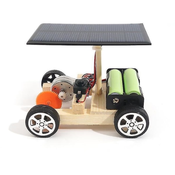 DIY Solar Hybrid Elbil Trämontering Vetenskapsmodell med uppladdningsbart batteri