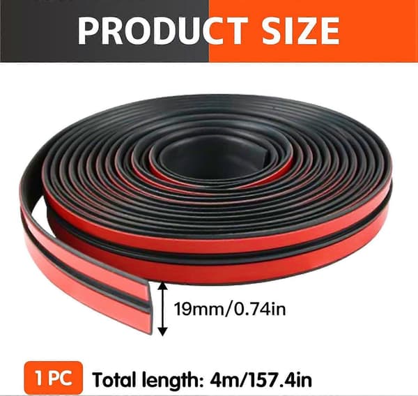 Universal 4m selvklæbende bilvinduesforsegling - 19mm bred [ZHE]