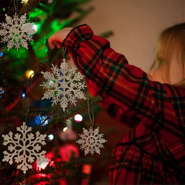 36-delt gullglitter snøfnuggpynt til juletre [ZHE]