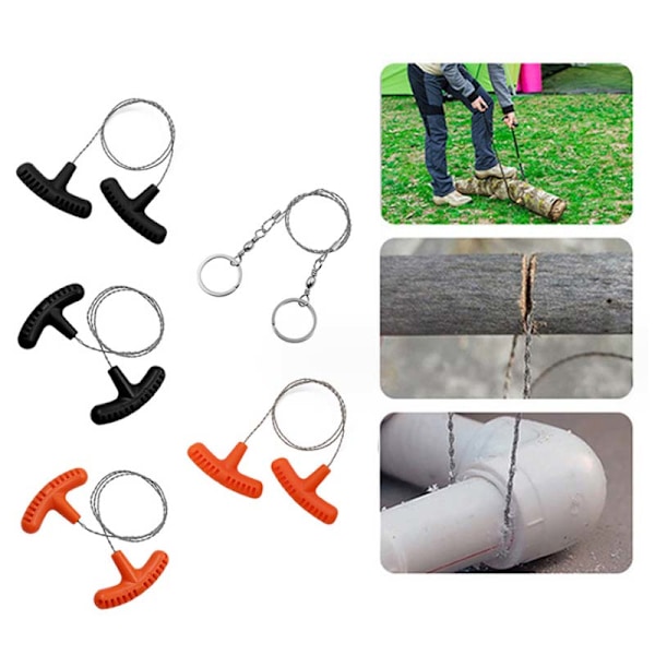 Lommekædesav i rustfrit stål med PP-håndtag - Bærbar wire-sav til camping, overlevelse og havearbejde, passer i pose