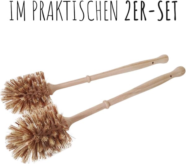 Toalettborstset i trä med naturfiberborst, 2-pack