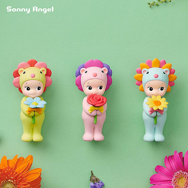 Sonny Angel Blind Box-serie med blommor - Dockdekoration, flickpresent, blindbox med regnbågs prästkragar och lejonblommor Random 1 box