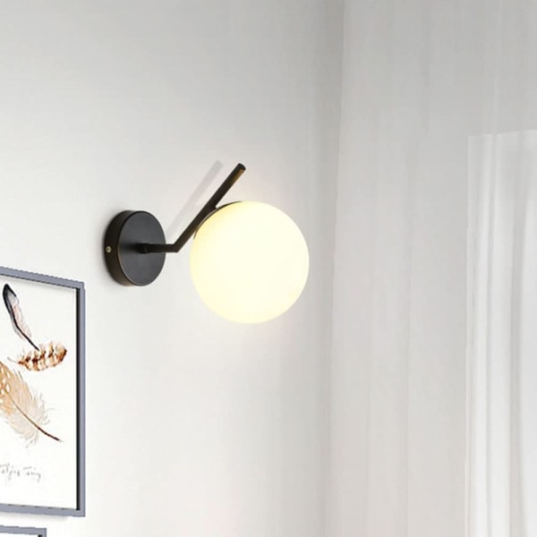 LED-vägglampa för inomhusbruk, vägglampa med glasklot (glödlampa ingår ej)