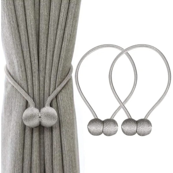 Magneettiverhosetti, pidike, hopeanharmaa, 2 kpl, magneettilukko, helmakiinnikkeet