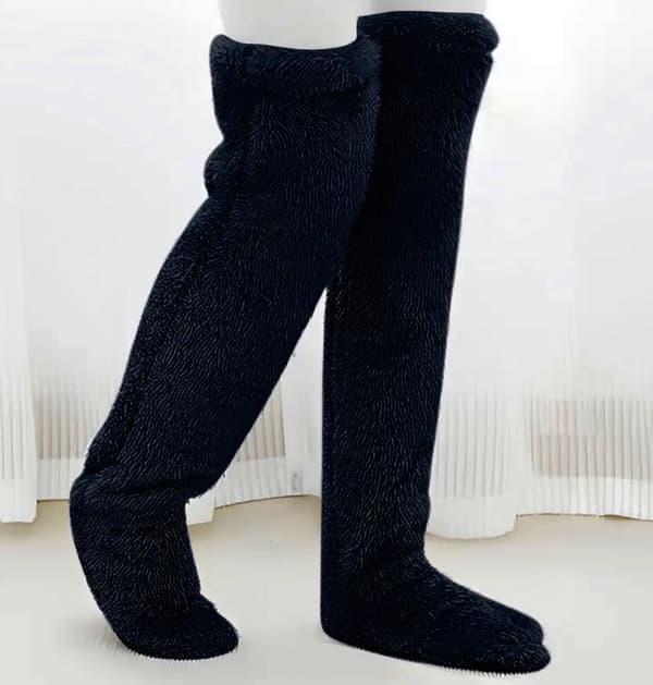 Snuggs Strikkede Knesokker med Snuggle Paws Mønster black size