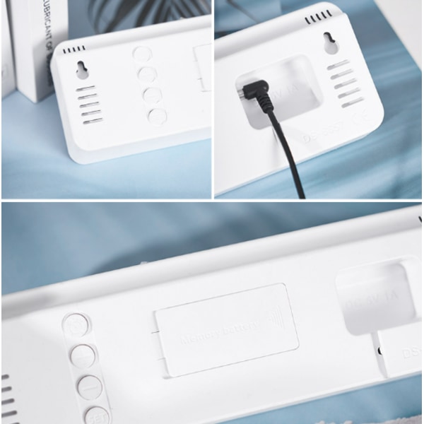 Stor digital väggklocka, extra stor LED-display, automatisk sommartid, datum, inomhustemperatur, 24-timmars elektronisk väggklocka