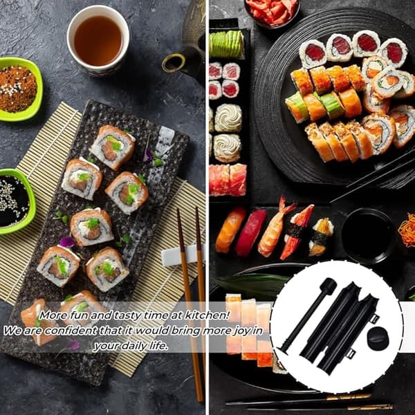 Sushi Maker Roller Multifunktion til Onigiri Risform Grøntsags- og Kød-Sushi-Fremstillingsværktøj Køkkenredskaber (Sort)