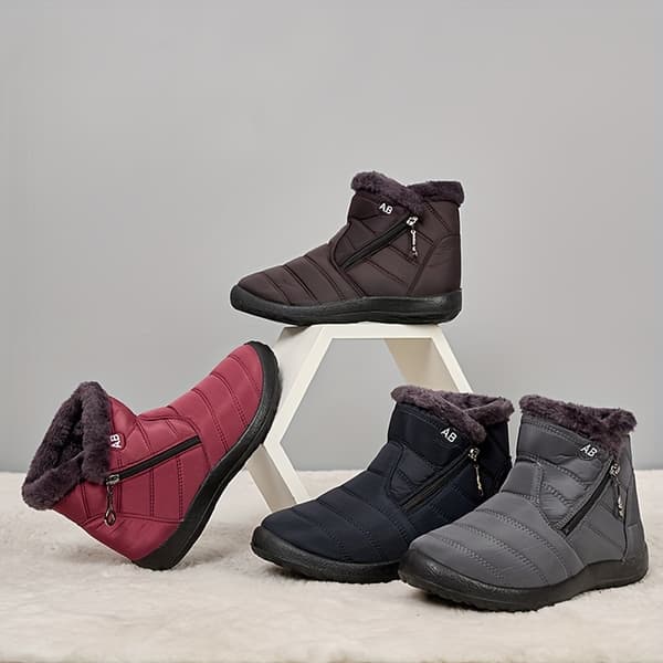 Vinterkängor för kvinnor med dragkedja på sidan, varmt flanellfoder EU 38 Grey
