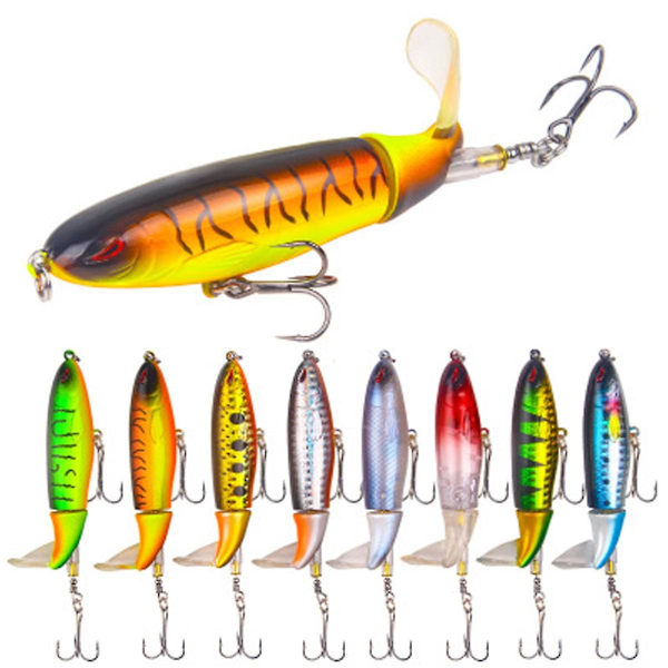 3st 10cm 13g Minnow Fishing Lure Roterande Tail Popper Topwater Swim Crankbait Artificiellt hårt bete