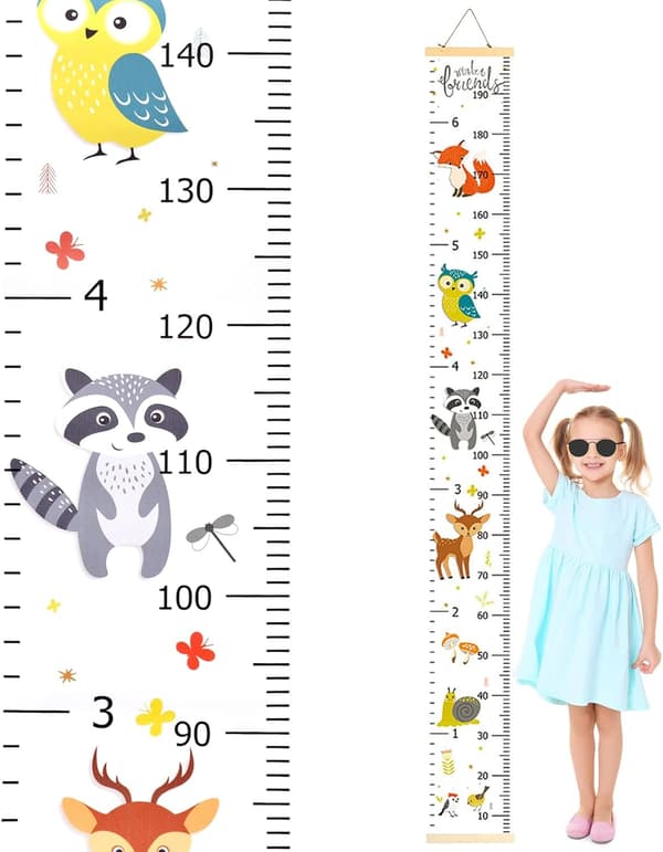 Väggmonterad höjdmätare för barn, tillväxtdiagram med djurtema, väggdekor för sovrum och barnkammare