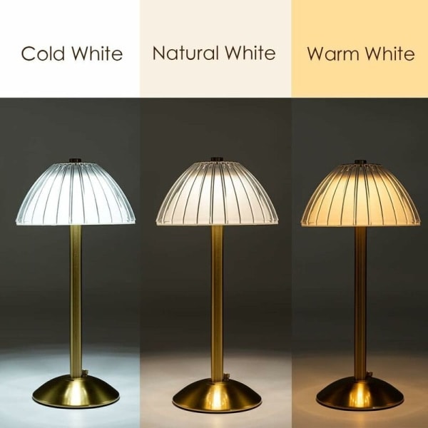 Sladdlös LED-bordslampa, batteridriven bordslampa, dimbar LED-bordslampa - sänglampa för vardagsrum, sovrum, 3 ljusfärger