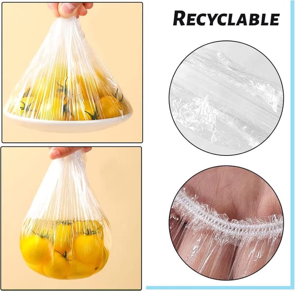 50 st fräscha förvaringspåsar, elastiska matskyddspåse med plastfolie
