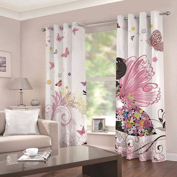 Termiska Isolerande Mörkläggningsgardiner Vit Rosa Gul Fjäril Fe 1st Barnrum Baby Flicka Gardin Vardagsrum Modern Design 100X140cm[ZHE]