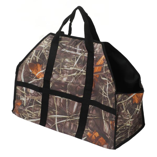 Large Capacity Oxford Cloth Firewood Carrier Bag with Reinforced Handle Leaf Camouflage