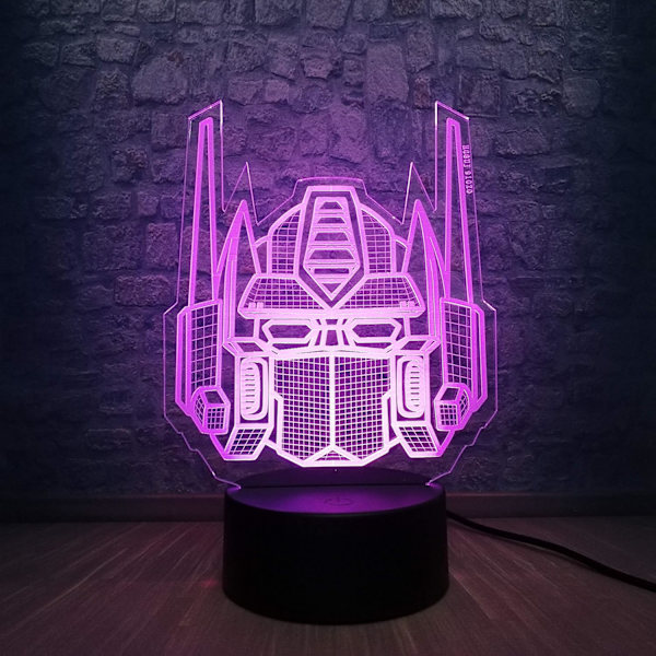3D Optinen Illuusio Transformers Malli Pöytävalaisin LED Yövalo