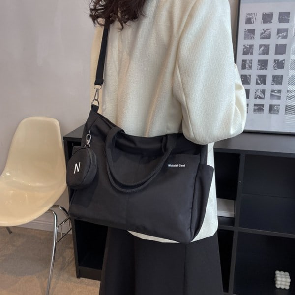 Stor Canvas Tote Bag - Computertaske til Kvinder, Skuldertaske i Canvas