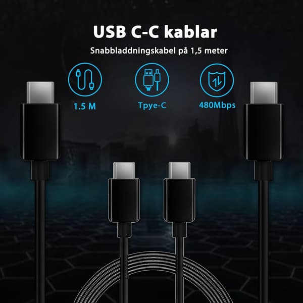 2-pak 45W Superhurtig USB-C-oplader og 2m kabel til Samsung Galaxy S24/S23[ZHE] 2pack white