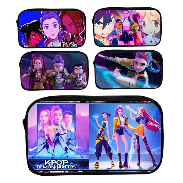 Kpop Demon Hunters Pencil Case for Students Cartoon Pen Box Stati