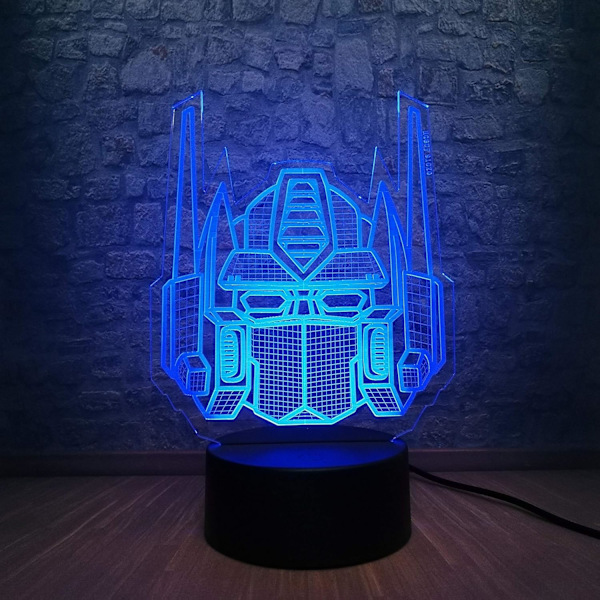 3D Optinen Illuusio Transformers Malli Pöytävalaisin LED Yövalo