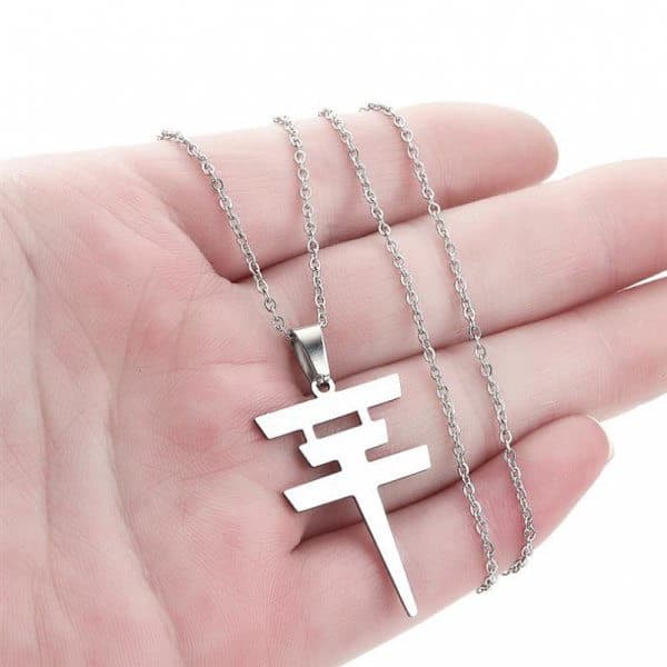(Sølv) Halskæde i rustfrit stål Tokio Hotel Logo Vedhæng Bill Kaulitz Green