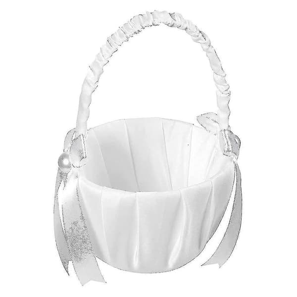 2-pack Bröllop Satin Blomsterkorg, Romantisk Rosett Party Blomsterflicka Korg