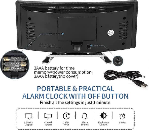 Digital väckarklocka med stor LED-display och nattlampa [ZHE]