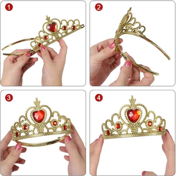 Prinsesse Elsa Kostume Tilbehørssæt til Børn, Inkluderer Fletning, Tiara, Handsker og Tryllestav 6pcs - yellow