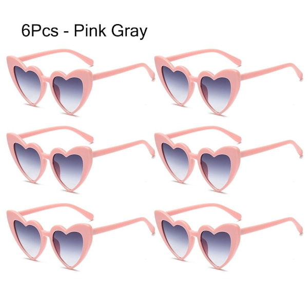 6 st Hjärtformade Solglasögon Kärlekshjärta Solglasögon 6 st - ROSA[ch] 6Pcs -  Pink Gray 6Pcs -  Pink Gray