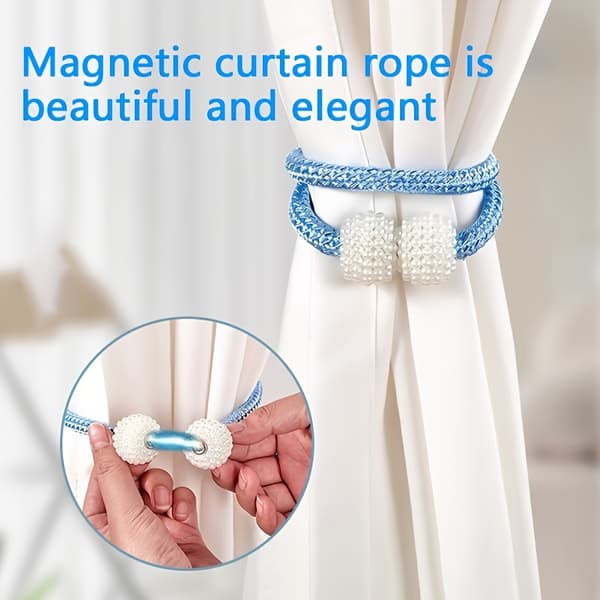 Magnetiske gardinholdere med perlekule-design, 2-pakning Vit 2 st