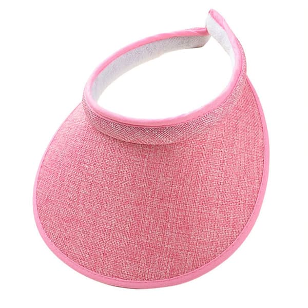 Kvinders bredskyggede solhat, bærbar stråhat, solbeskyttelse, strandhat, sommermode Pink