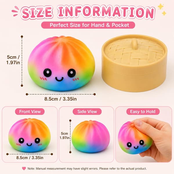 Sateenkaari Dumpling Squishy - Värikäs Pullamainen Stressilelu, Aistien Rentoutuslelu 2 Pcs multicolor