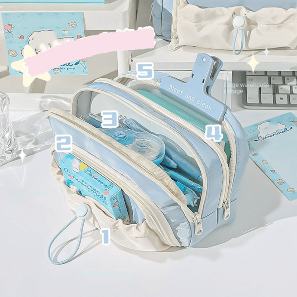 Five-layer large capacity pencil case, multi-functional pen holder, cute pen storage bag