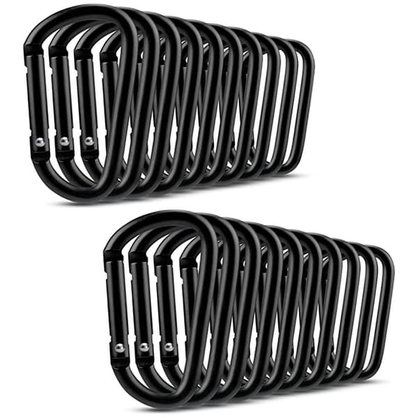 20 stk. små karabinhager, multifunktionelle aluminium D-ringclips