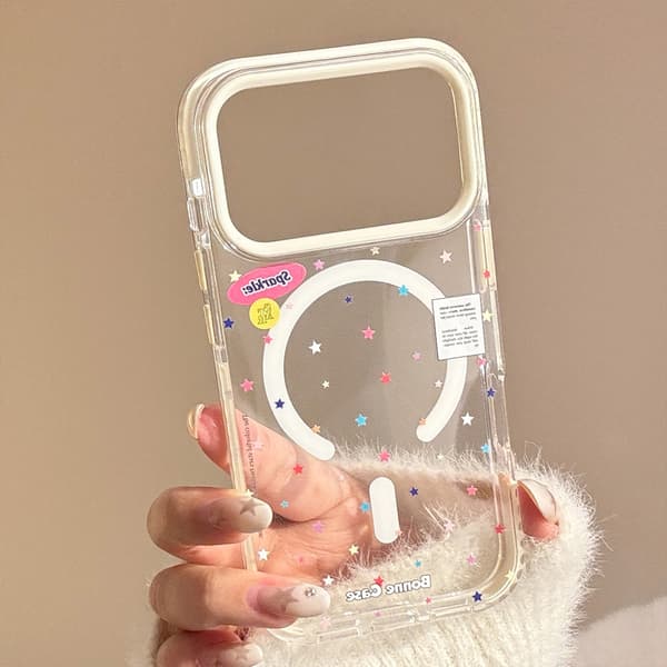 Magnetisk telefoncover til iPhone 17 Pro Max med glitterdesign, kompatibel med MagSafe