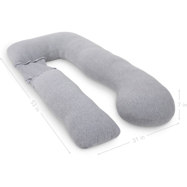 Graviditetspute for kvinner, U-formet fullkroppspute og graviditetsstøtte for rygg, hofter, ben, mage med avtakbar forlengelse Grå[ch] Grey 134.6 x 78.7 x 17.8 centimetres